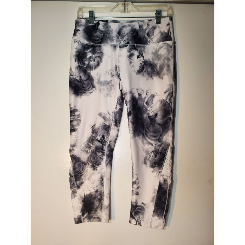 MPG Gray And White Floral Athletic Leggings Size S